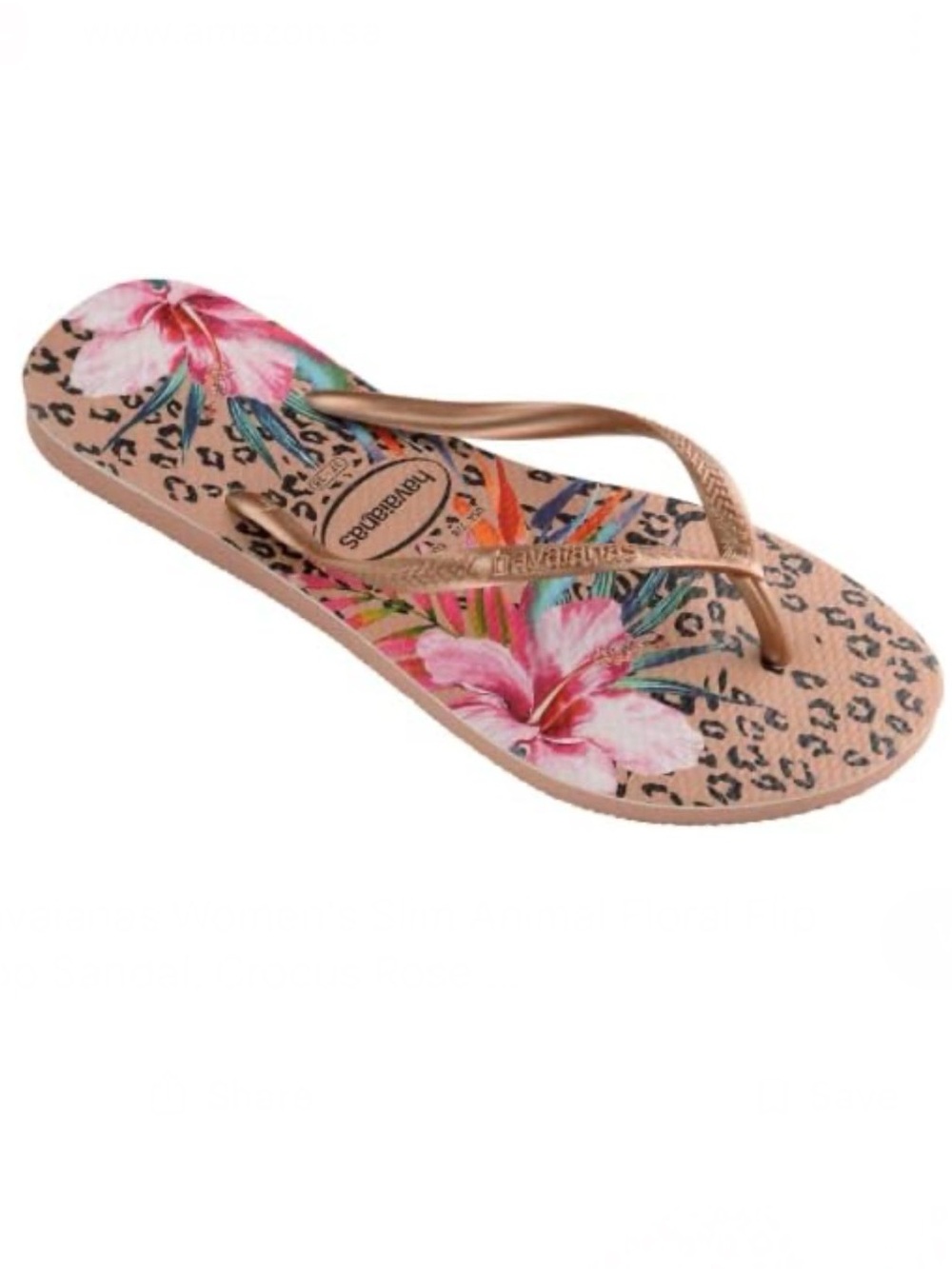 Havaianas Women Slim Floral Animal Print Flip Flops - Rose Gold